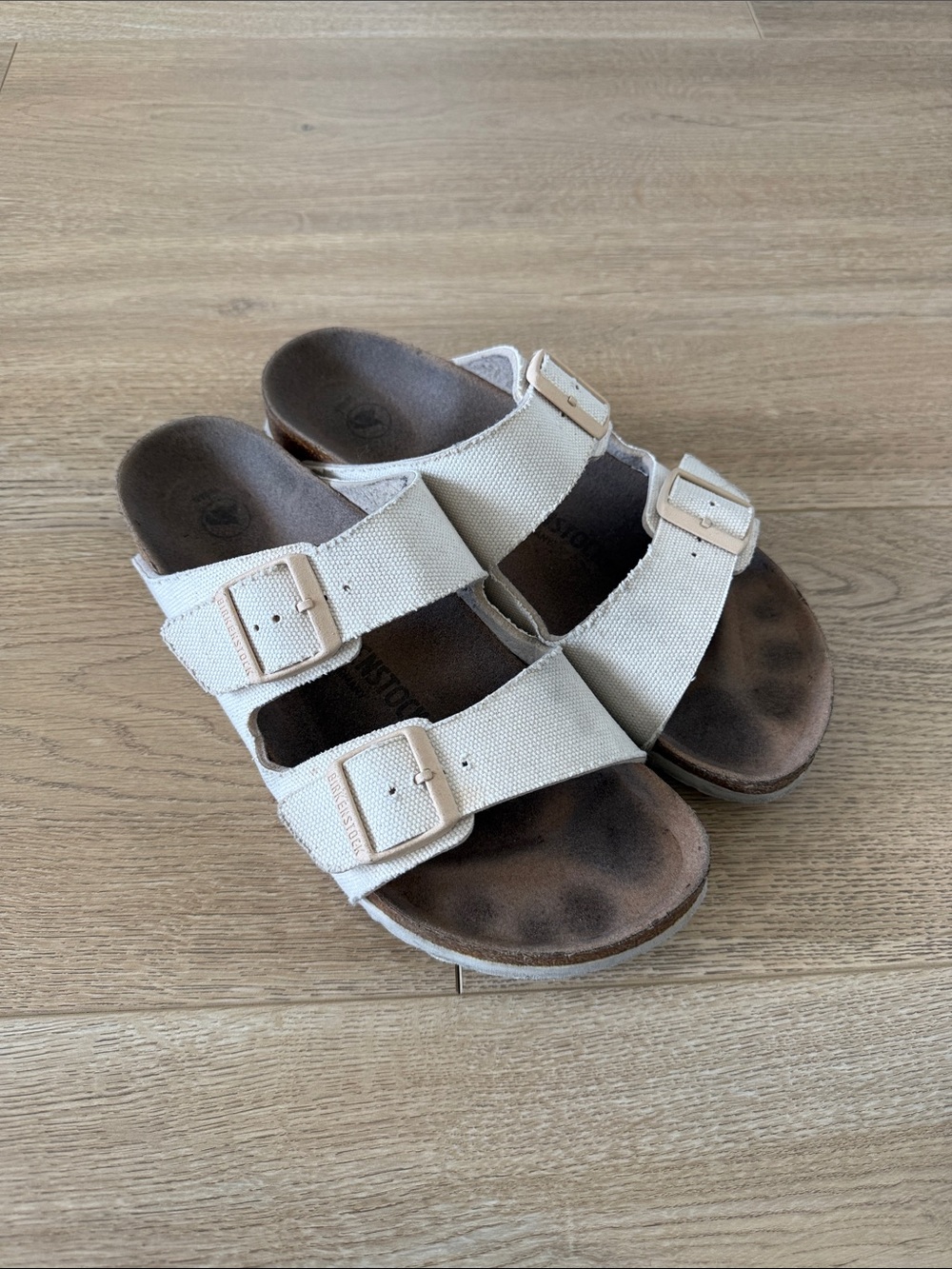 Birkenstock Arizona Vegan Canvas Sandals 2-Strap Buckle Slide